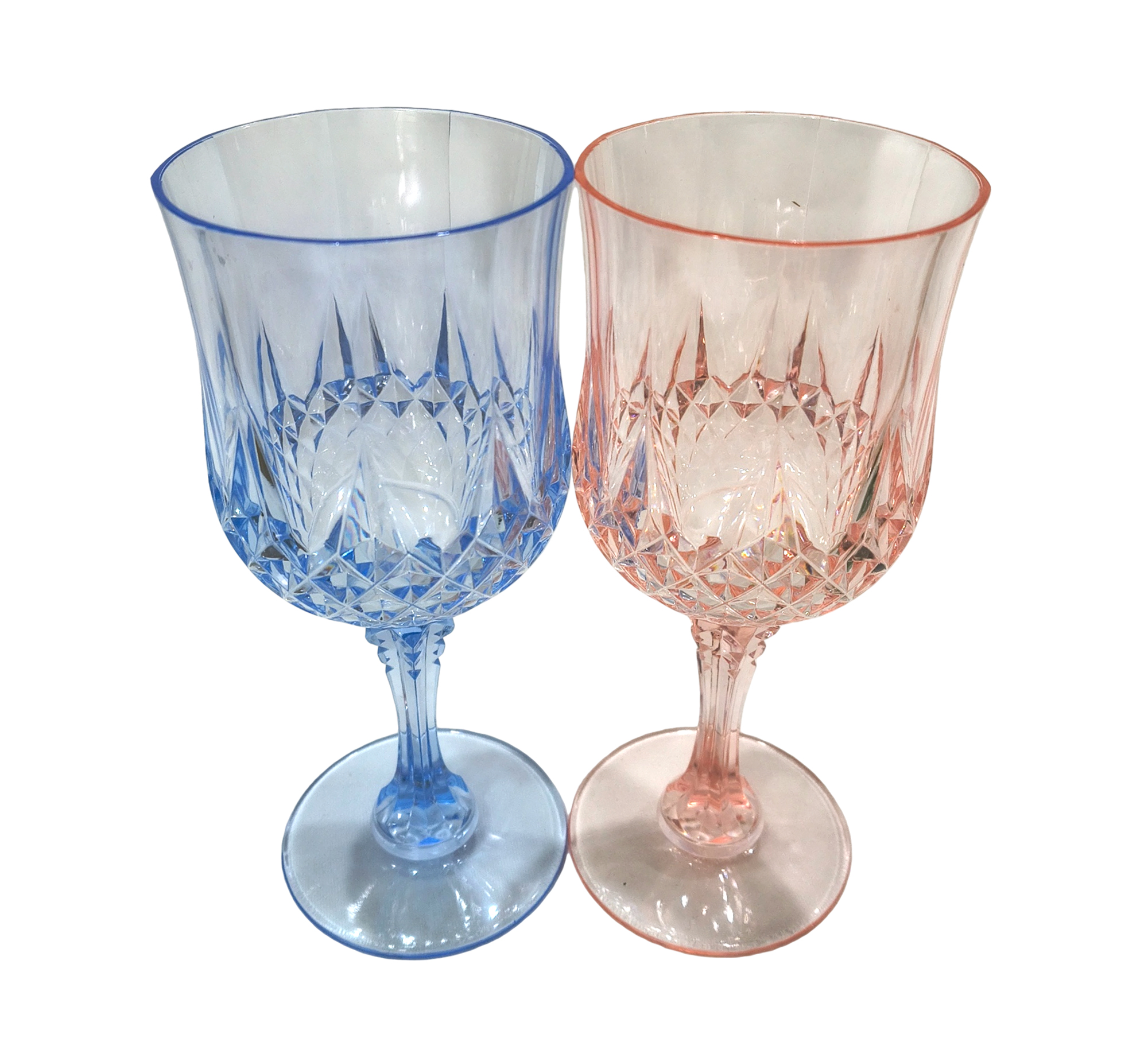 AS crystal plastic wine cups blue pink OEM custom