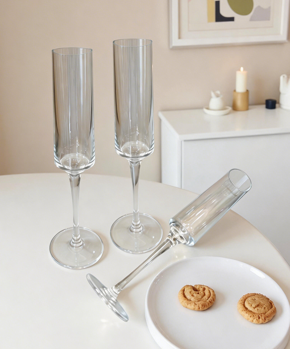 Clear champagne flute plastic elegant stemware OEM custom branding