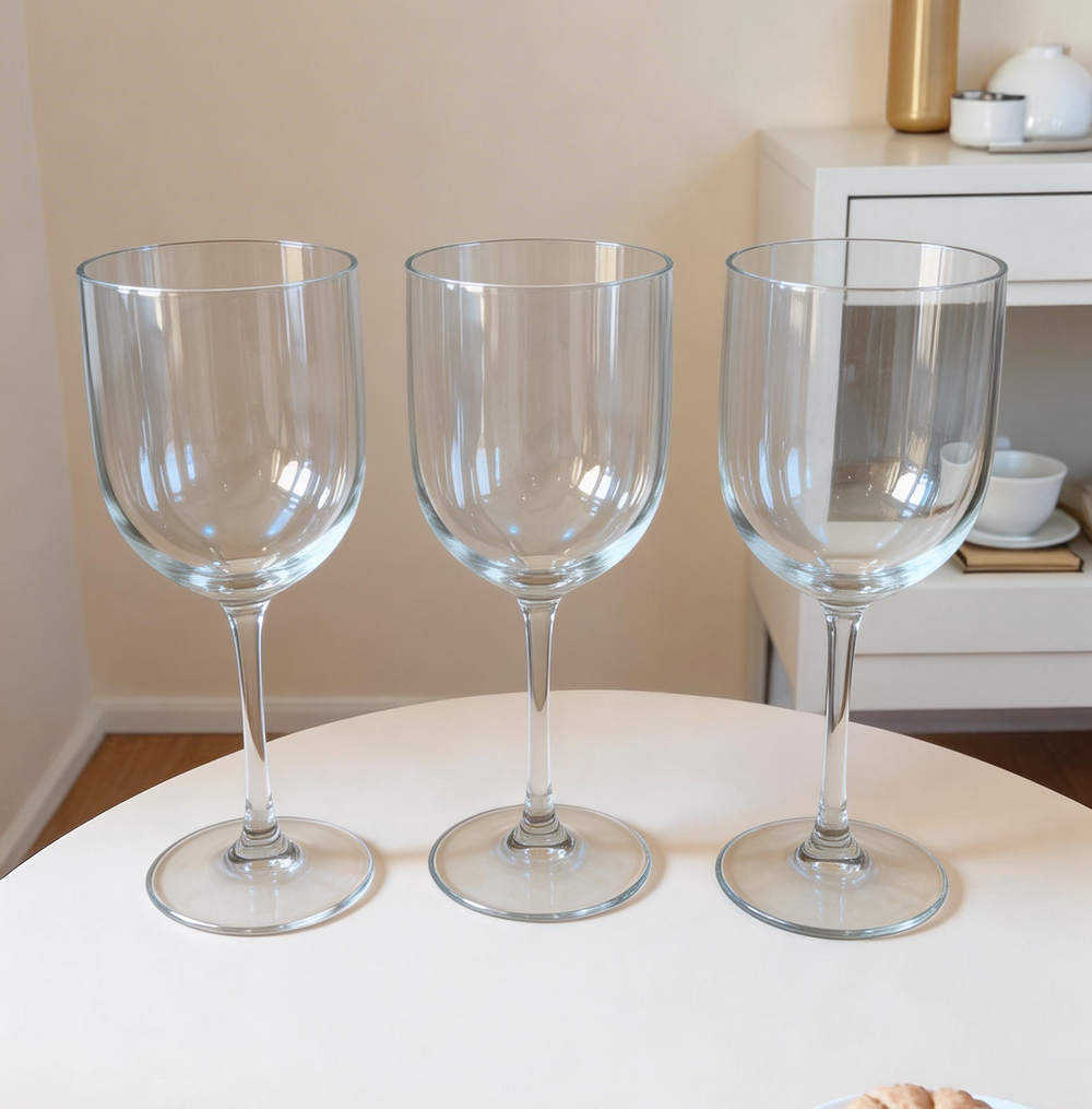 Clear plastic wine glasses transparent set of 3 reusable BPA free