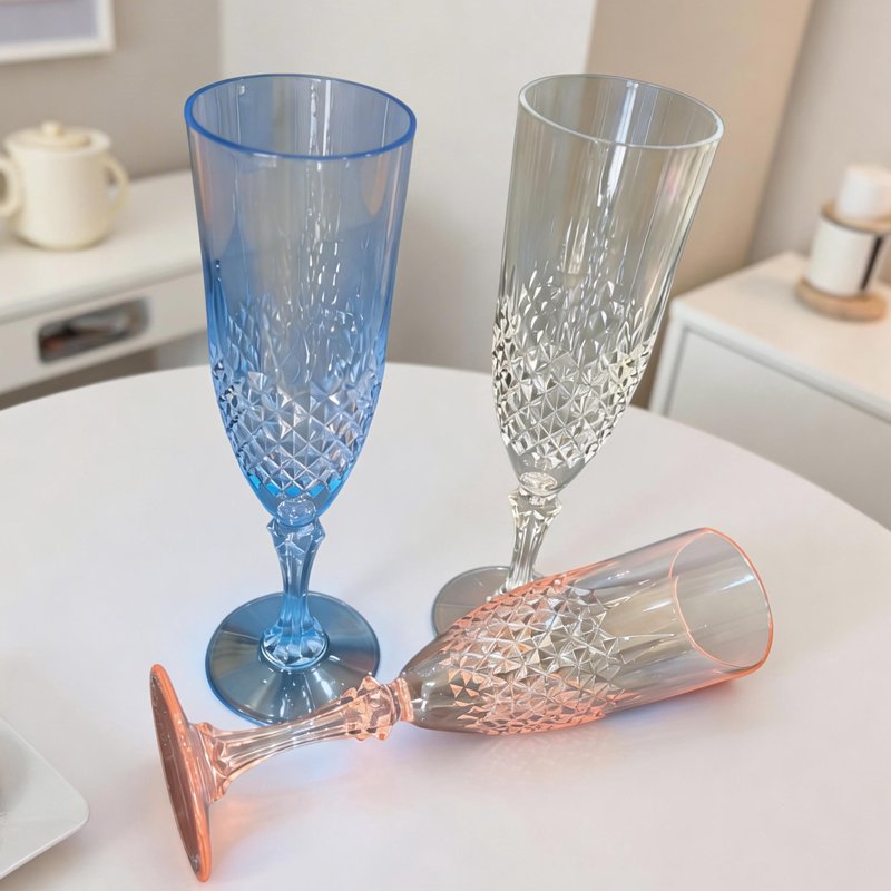 Colored crystal champagne flute PS 240ml diamond pattern OEM China